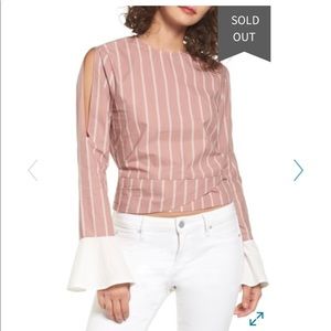 Evidnt Stripe Cotton Tie Waist Top